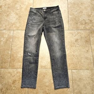 TRU LUXE Dazzled (Front  and Back) Leg Jeans, Charcoal, Destressed - Size 8